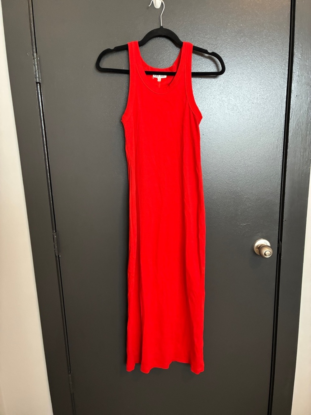 Alex Mill Everyday Rib Stretch Cotton Midi Tank Dress Red Dress Sz S - Picture 6 of 11
